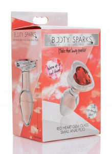 Booty Sparks Red Heart Glass Anal Plug Small