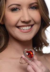 Booty Sparks Red Heart Glass Anal Plug Small