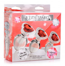 Load image into Gallery viewer, Booty Sparks Red Heart Glass Anal Plug Set
