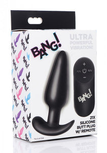 Bang! 21x Vibrating Silicone Butt Plug W/ Remote Black