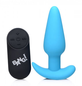 Bang! 21x Vibrating Silicone Butt Plug W/ Remote Blue