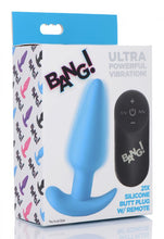 Load image into Gallery viewer, Bang! 21x Vibrating Silicone Butt Plug W/ Remote Blue
