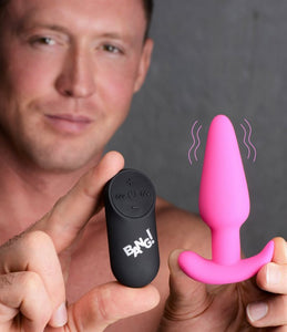 Bang! 21x Vibrating Silicone Butt Plug W/ Remote Pink