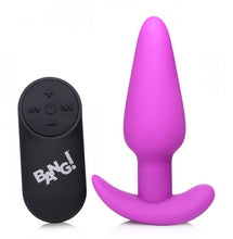 Load image into Gallery viewer, Bang! 21x Vibrating Silicone Butt Plug W/ Remote Purple
