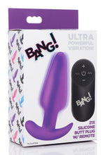 Load image into Gallery viewer, Bang! 21x Vibrating Silicone Butt Plug W/ Remote Purple
