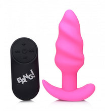 Load image into Gallery viewer, Bang! 21x Vibrating Silicone Swirl Butt Plug W/ Remote Pink
