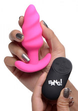 Load image into Gallery viewer, Bang! 21x Vibrating Silicone Swirl Butt Plug W/ Remote Pink
