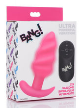 Load image into Gallery viewer, Bang! 21x Vibrating Silicone Swirl Butt Plug W/ Remote Pink
