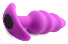 Load image into Gallery viewer, Bang! 21x Vibrating Silicone Swirl Butt Plug W/ Remote Purple
