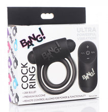 Load image into Gallery viewer, Bang! Silicone Cock Ring &amp; Bullet W/ Remote Black
