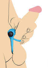 Load image into Gallery viewer, Bang! Silicone Cock Ring &amp; Bullet W/ Remote Blue
