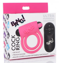 Load image into Gallery viewer, Bang! Silicone Cock Ring &amp; Bullet W/ Remote Pink
