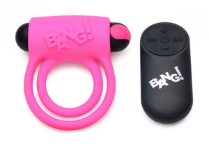 Bang! Silicone Cock Ring & Bullet W/ Remote Pink