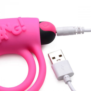 Bang! Silicone Cock Ring & Bullet W/ Remote Pink