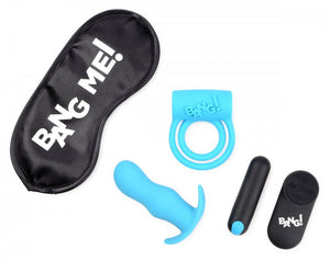 Bang! Duo Blast C Ring Butt Plug Bullet & Blindfold Kit Black