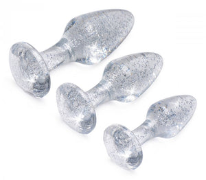 Booty Sparks Glitter Gem Anal Plug Set Silver