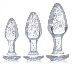 Booty Sparks Glitter Gem Anal Plug Set Silver