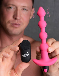 Bang! Vibrating Silicone Anal Beads & Remote Pink