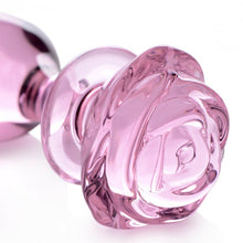 Load image into Gallery viewer, Booty Sparks Pink Rose Glass Large Anal Plug
