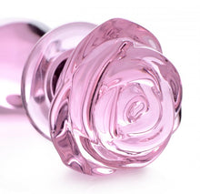 Load image into Gallery viewer, Booty Sparks Pink Rose Glass Medium Anal Plug
