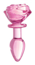 Load image into Gallery viewer, Booty Sparks Pink Rose Glass Small Anal Plug
