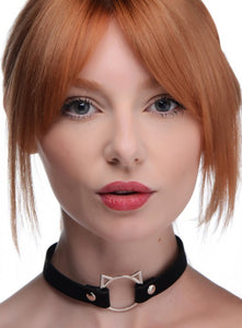 Master Series Kinky Kitty Ring Slim Choker Black