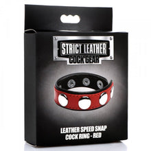 Load image into Gallery viewer, Strict Cock Gear Leather Speed Snap Cock Ring Red
