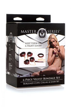 Load image into Gallery viewer, Master Series 6pc Velvet Bondage Set Burgundy
