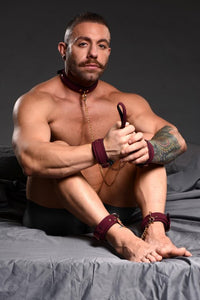 Master Series 6pc Velvet Bondage Set Burgundy