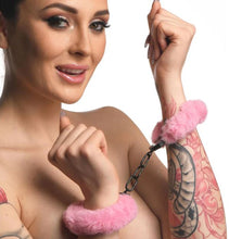 Load image into Gallery viewer, Master Series Cuffed In Fur Handcuffs Pink
