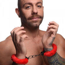 Load image into Gallery viewer, Master Series Cuffed In Fur Handcuffs Red
