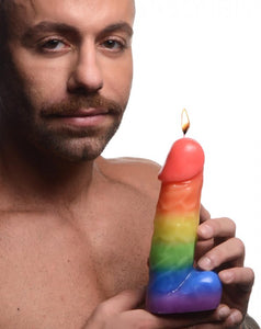 Master Series Pride Pecker Rainbow Drip Candle