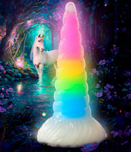 Load image into Gallery viewer, Creature Cocks Uni-glow Glow In The Dark Rainbow Dildo
