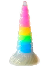 Load image into Gallery viewer, Creature Cocks Uni-glow Glow In The Dark Rainbow Dildo
