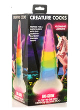 Load image into Gallery viewer, Creature Cocks Uni-glow Glow In The Dark Rainbow Dildo
